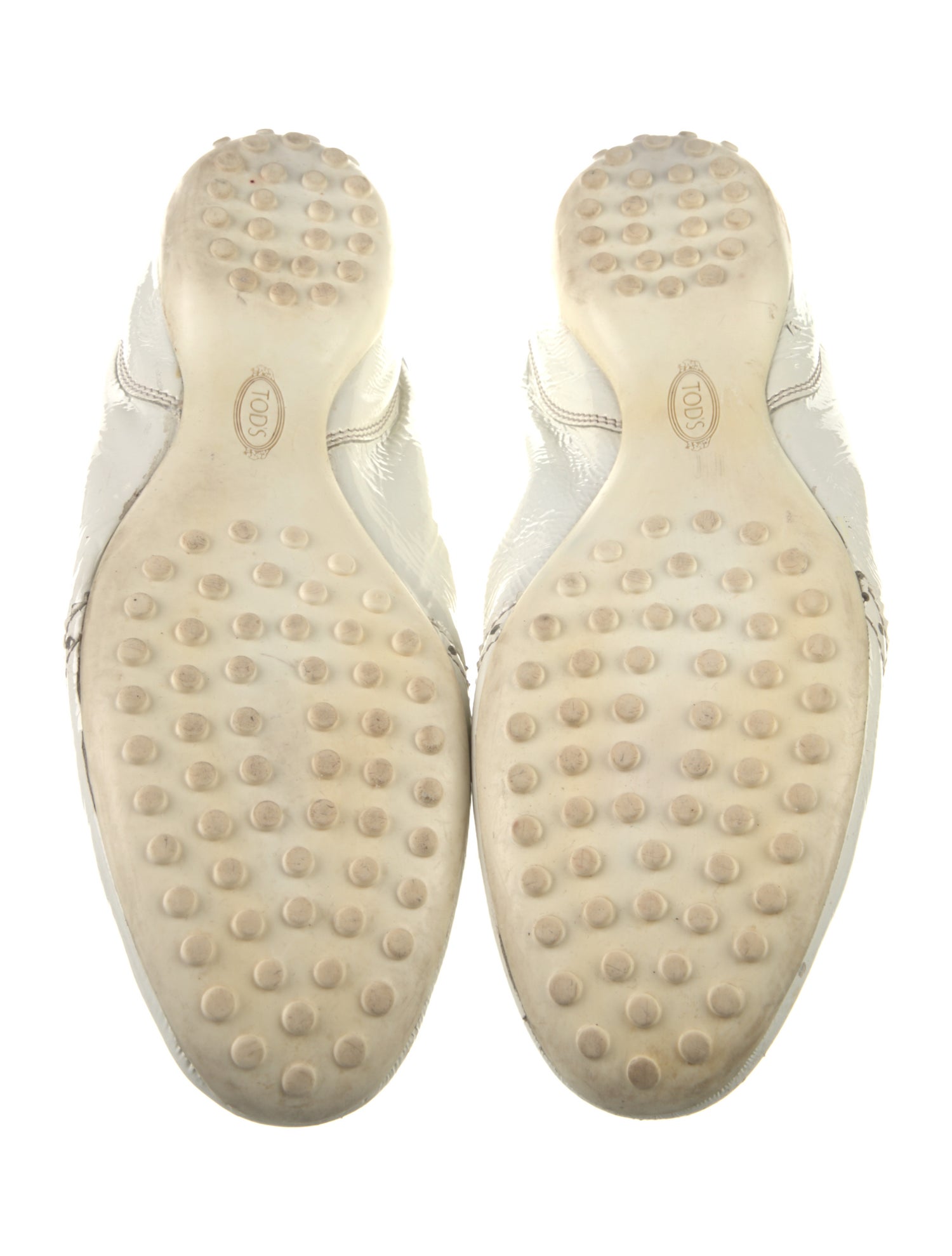 Tod's Patent Leather Embroidered Accent Ballet Flats